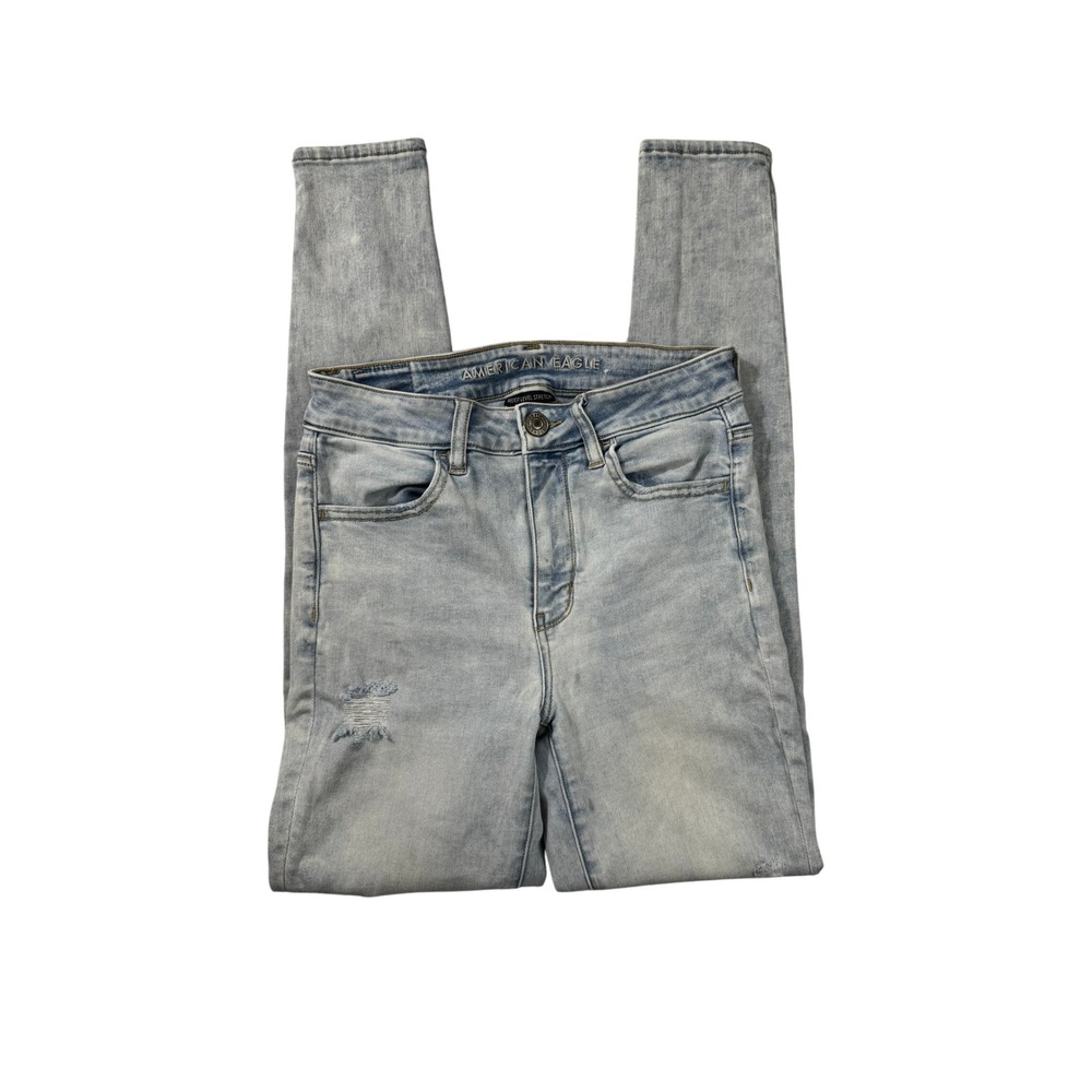 American Eagle Light Wash Distressed Hi Rise Skinny Jegging Size 6 Women